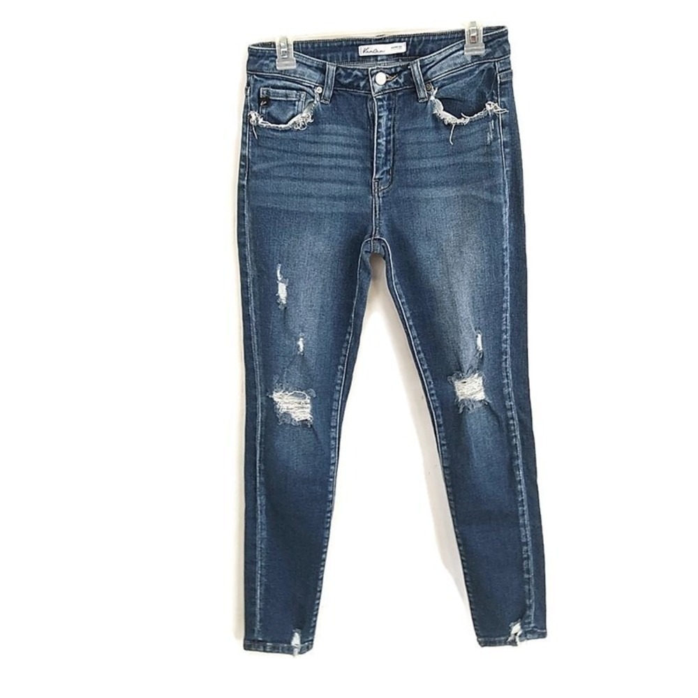 Kancan Distressed Skinny Jeans Medium Wash Faded Denim Stretch sz 28